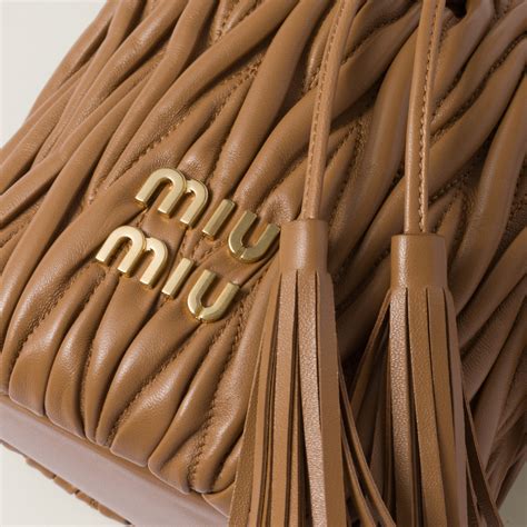 miu miu matelassé bucket bag|Caramel Matelassé Nappa Leather Bucket Bag .